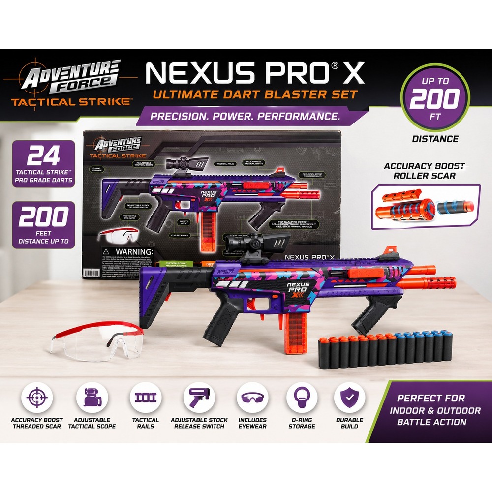 ADVENTURE FORCE/NEXUS PRO X TACTICAL STRIKE/ULTIMATE DART BLASTER/NEW/MSAF081926 - Picture 1 of 5